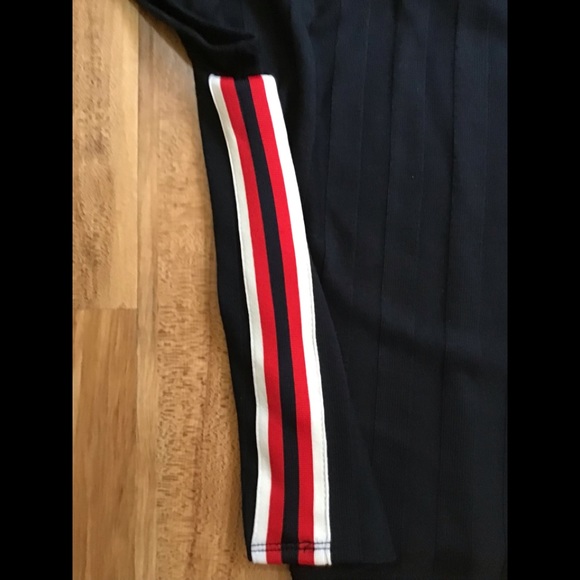 NWOT Black Baby Tee with Racer Stripes - Picture 6 of 9